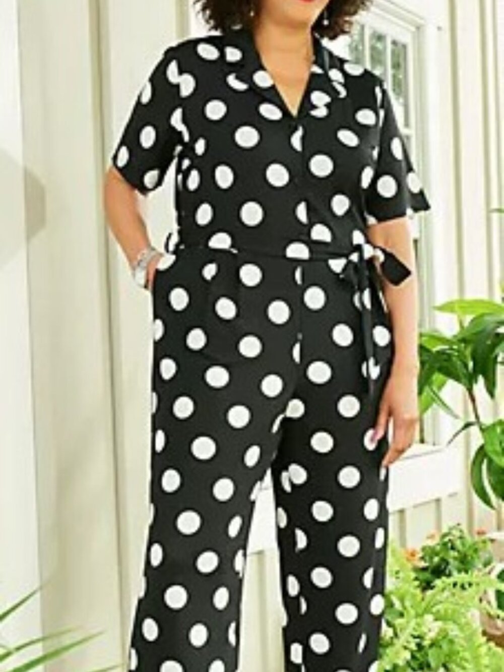 Studio Park x Leah Williams Regular Polka Dot Knit Jumpsuit